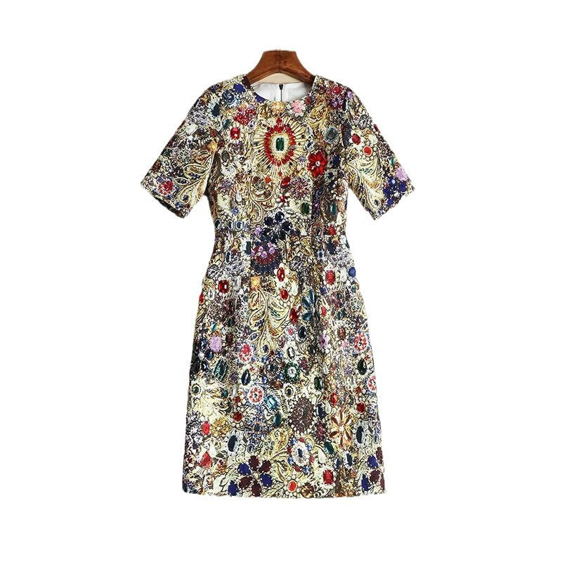 Lauren Printed Rhinestone Embellished Mini Dress - OWNCI Lauren Printed Rhinestone Embellished Mini Dress - OWNCI