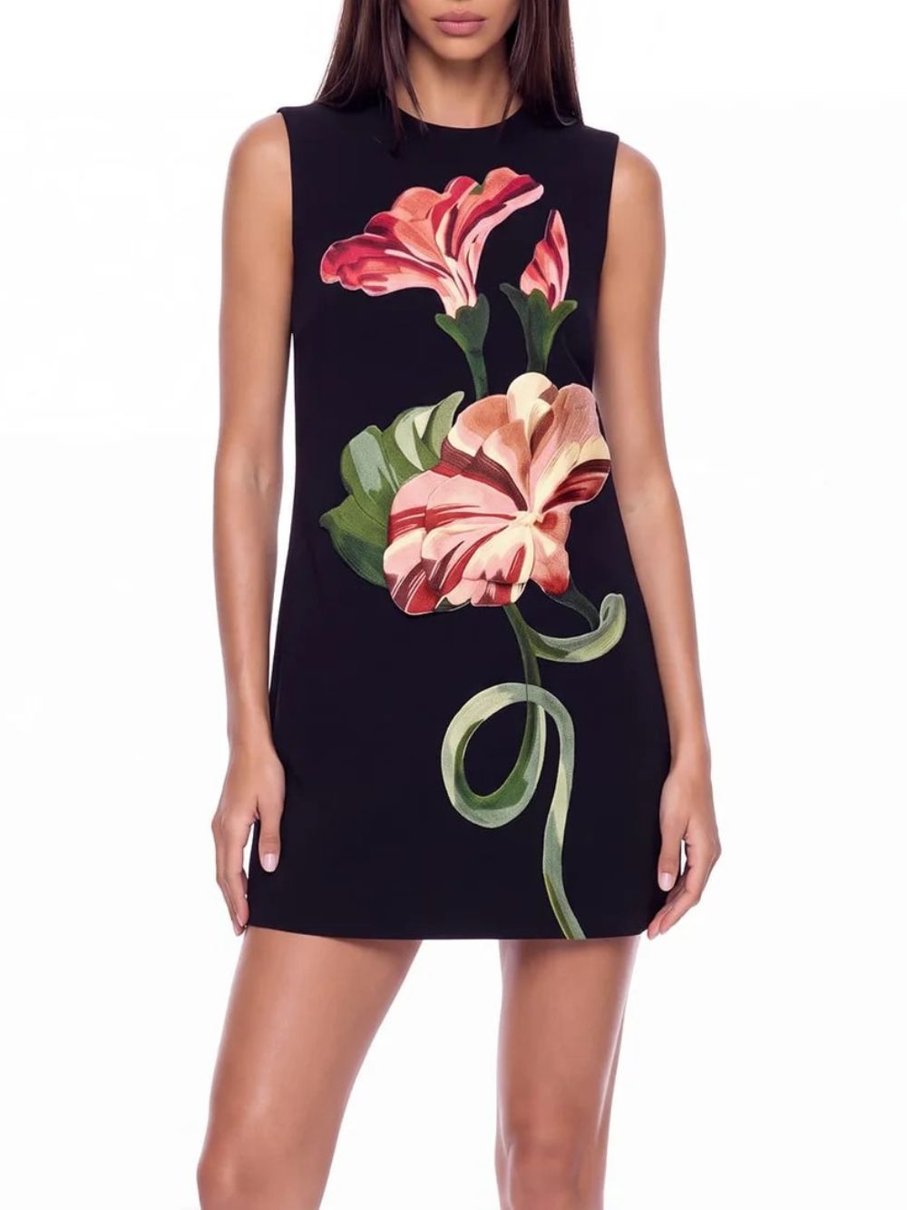 Floral Embroidered Mini Dress - OWNCI
