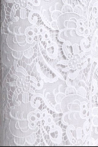 White Sleeveless Tie Neck Cargo Pocket Lace Midi Shirt Dress - OWNCI White Sleeveless Tie Neck Cargo Pocket Lace Midi Shirt Dress - OWNCI