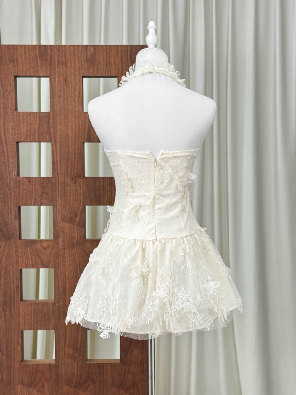 Halter Lace Mini Dress - OWNCI