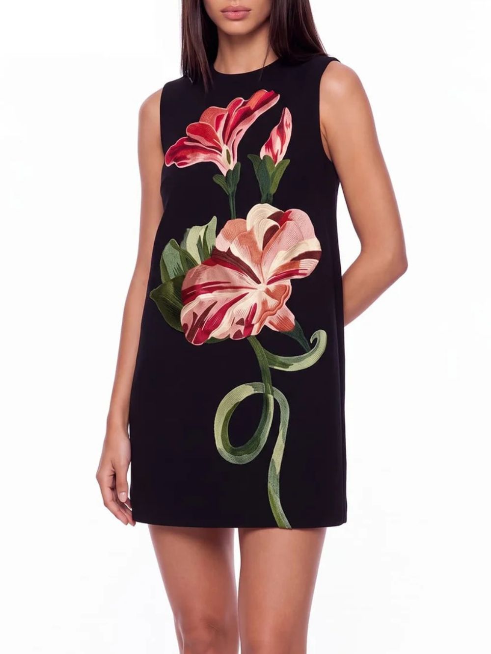 Floral Embroidered Mini Dress - OWNCI Floral Embroidered Mini Dress - OWNCI