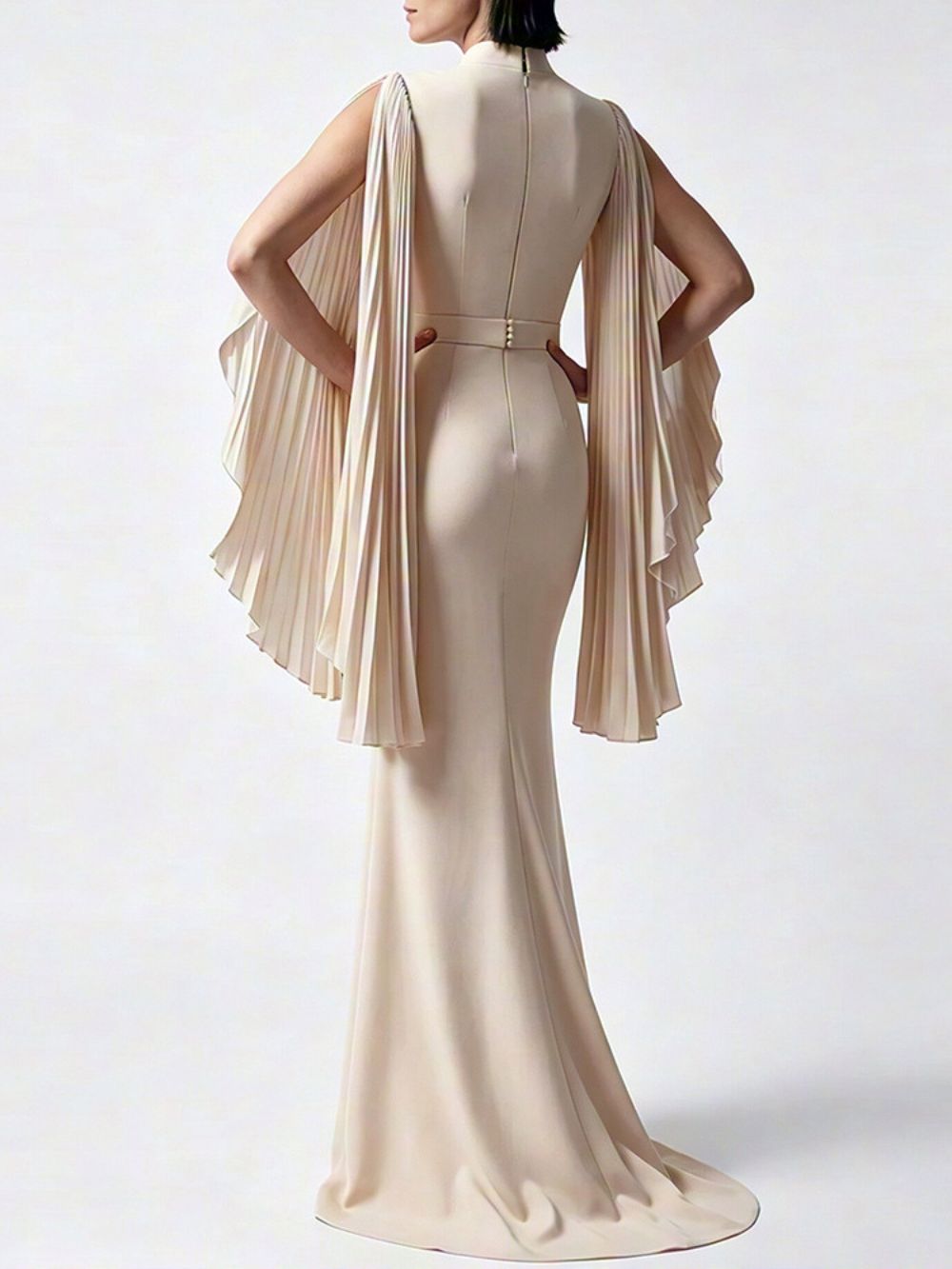 Pleated Sleeves Maxi Dress - OWNCI