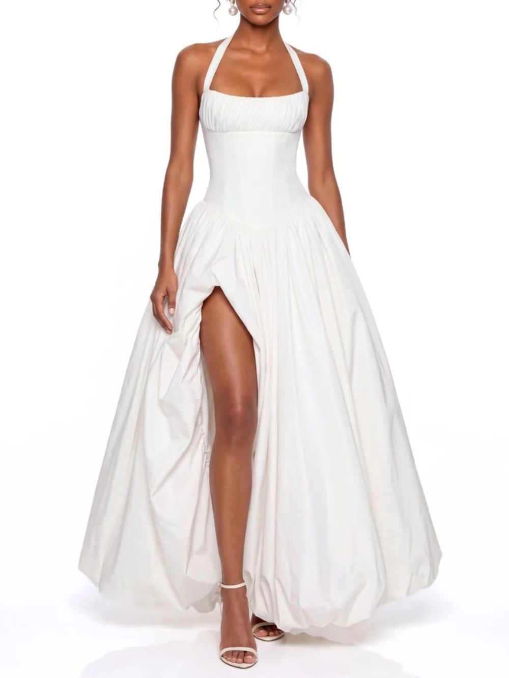 Phevrin Halterneck Split Bubble Maxi Dress - OWNCI Phevrin Halterneck Split Bubble Maxi Dress - OWNCI
