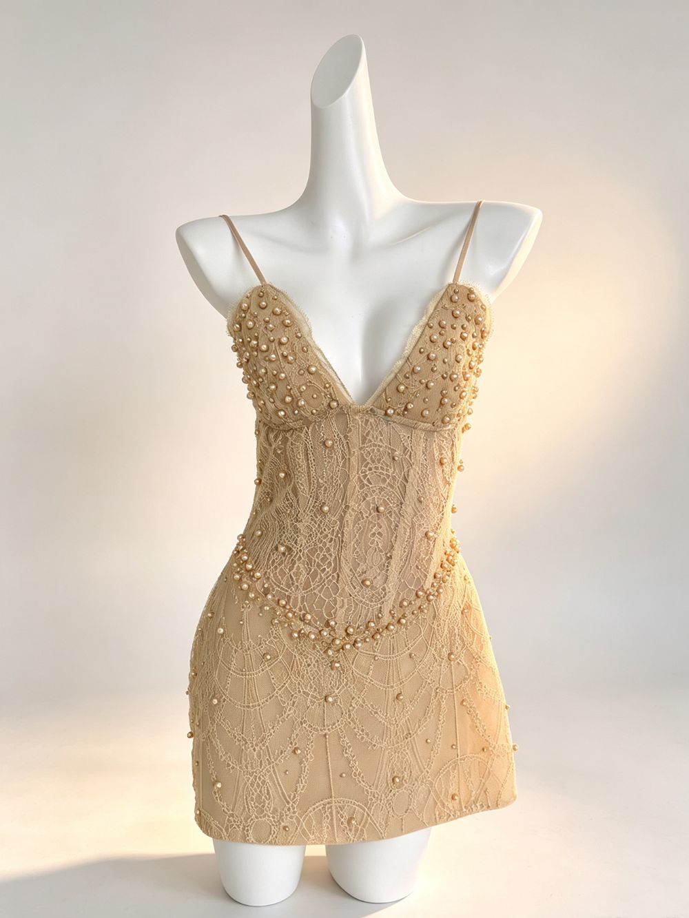 Mills Spaghetti Beaded Mini Dress - OWNCI