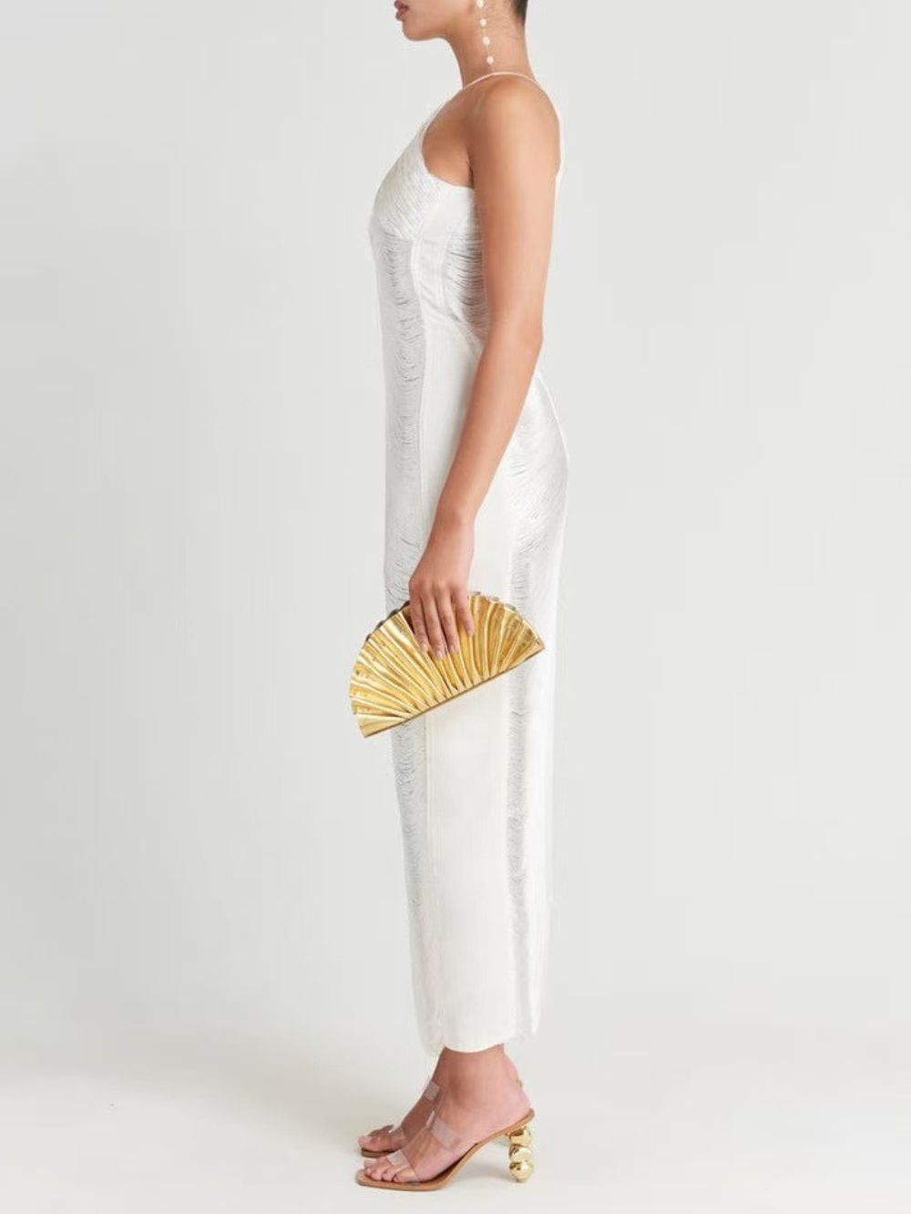 Mindy White Halter Tassel Maxi Dress - OWNCI
