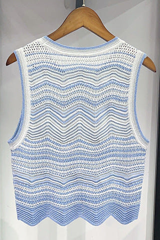Wavy‑Knit Sleeveless Crop Top & Midi Skirt Two‑Piece Set - OWNCI