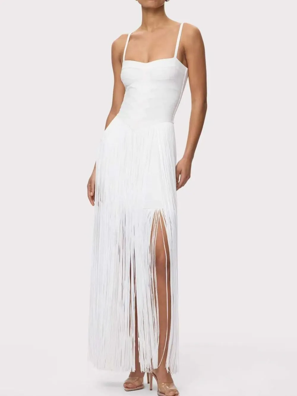 Tassel Detail Maxi Dress White - OWNCI