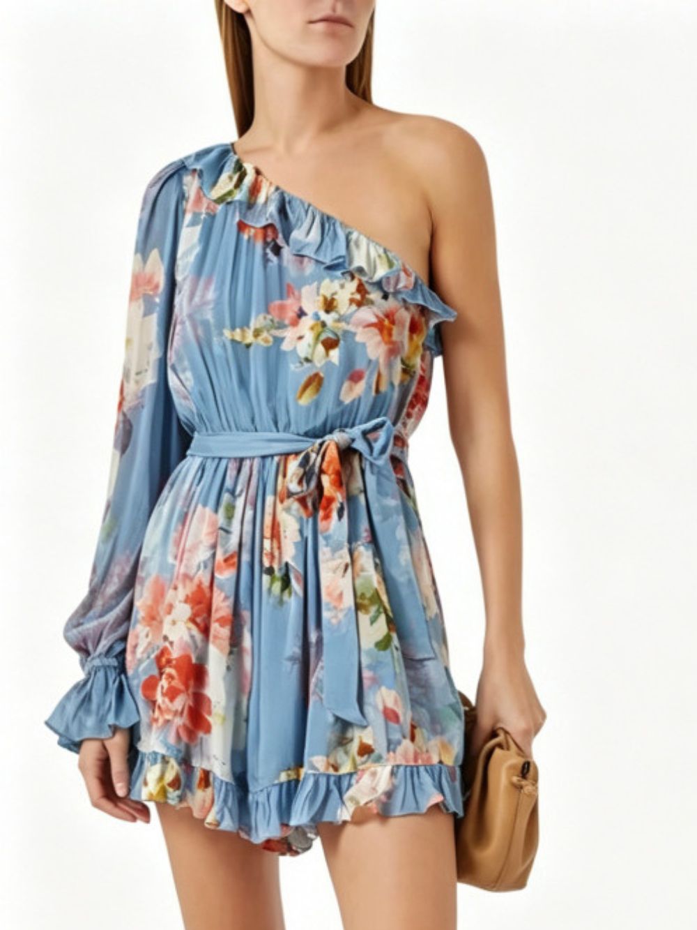 Medha Blue Printed Long Sleeve Mini Dress - OWNCI Medha Blue Printed Long Sleeve Mini Dress - OWNCI