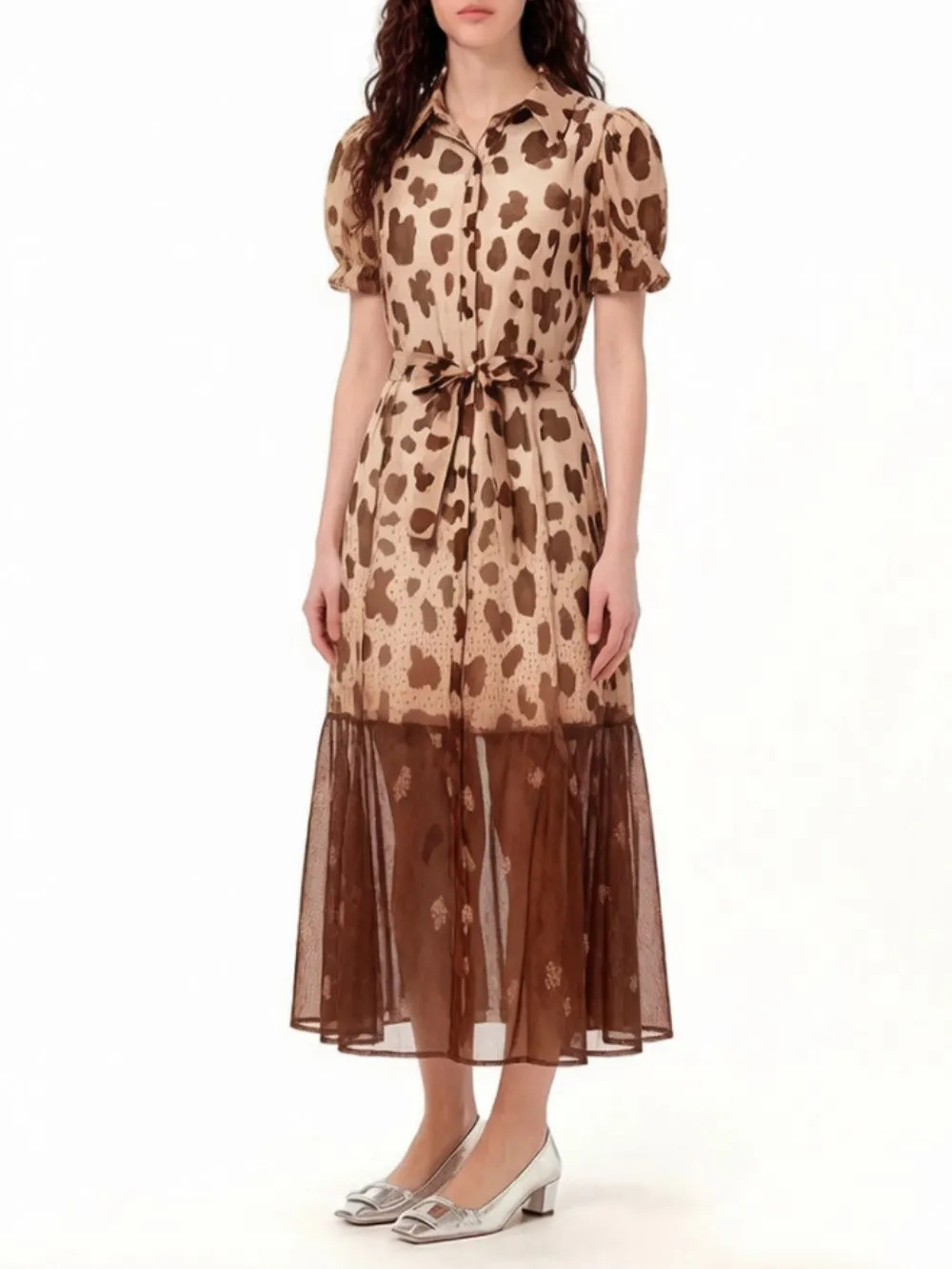 Mehmood Puff Sleeve Printed Midi Dress - OWNCI