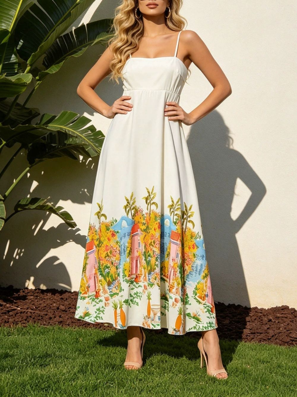 Maura Spaghetti Printed Midi Dress - OWNCI Maura Spaghetti Printed Midi Dress - OWNCI
