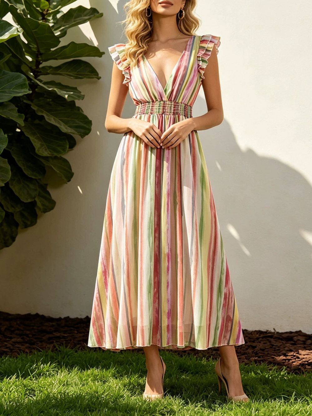 Mavi Striped Midi Dress - OWNCI Mavi Striped Midi Dress - OWNCI