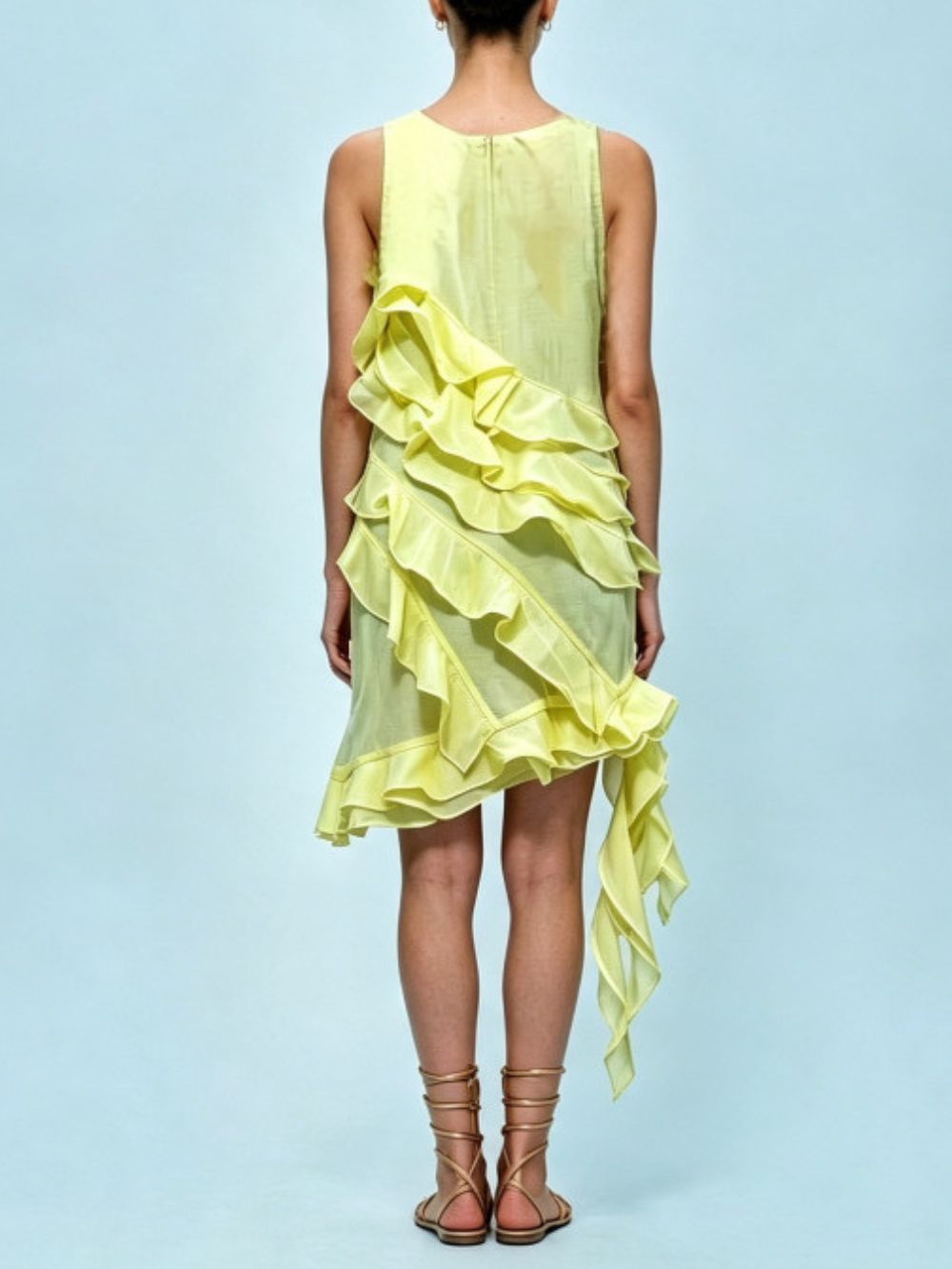 Megumi Yellow Ruffle Mini Dress - OWNCI
