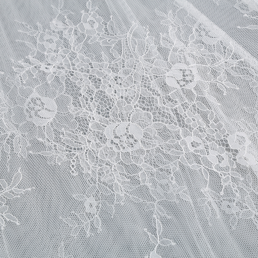 Lace Glove Sleeves Bardot Maxi Dress White - OWNCI