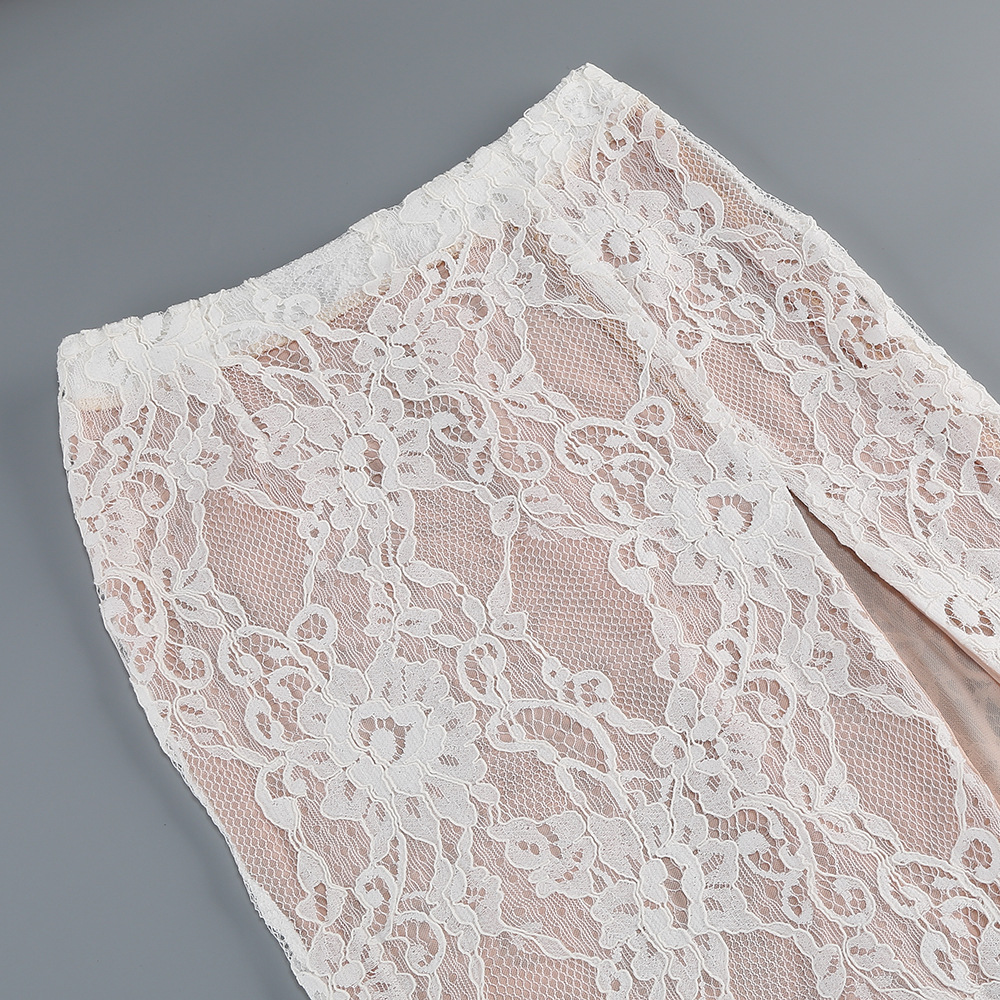 Strapless Lace Corset Two Piece Maxi Dress White - OWNCI Strapless Lace Corset Two Piece Maxi Dress White - OWNCI