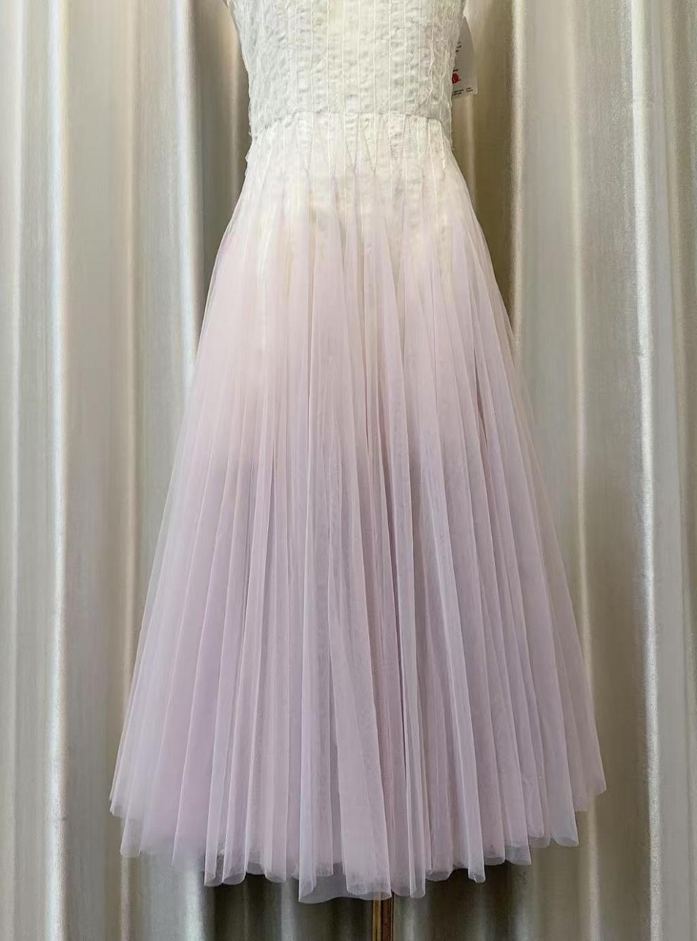Gradient Tulle Midi Dress with Ruffle Straps - OWNCI