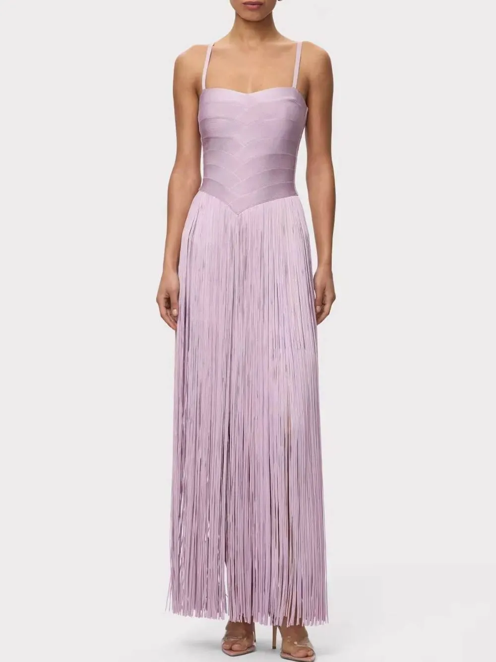 Tassel Detail Maxi Dress Lavender - OWNCI
