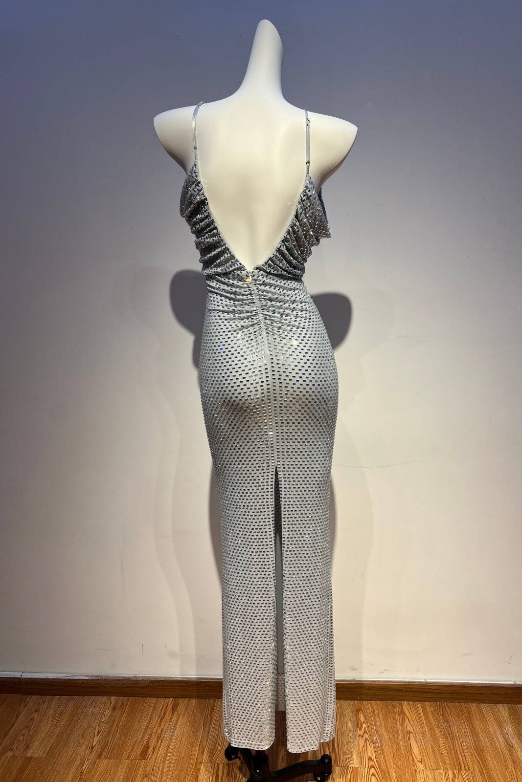 Silver Metallic Column Evening Gown - OWNCI Silver Metallic Column Evening Gown - OWNCI