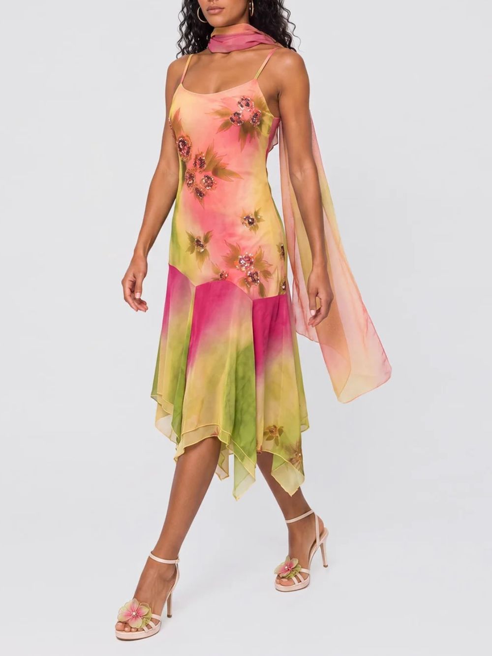 Yesmora Scarf Ruffle Floral Mini Dress - OWNCI Yesmora Scarf Ruffle Floral Mini Dress - OWNCI