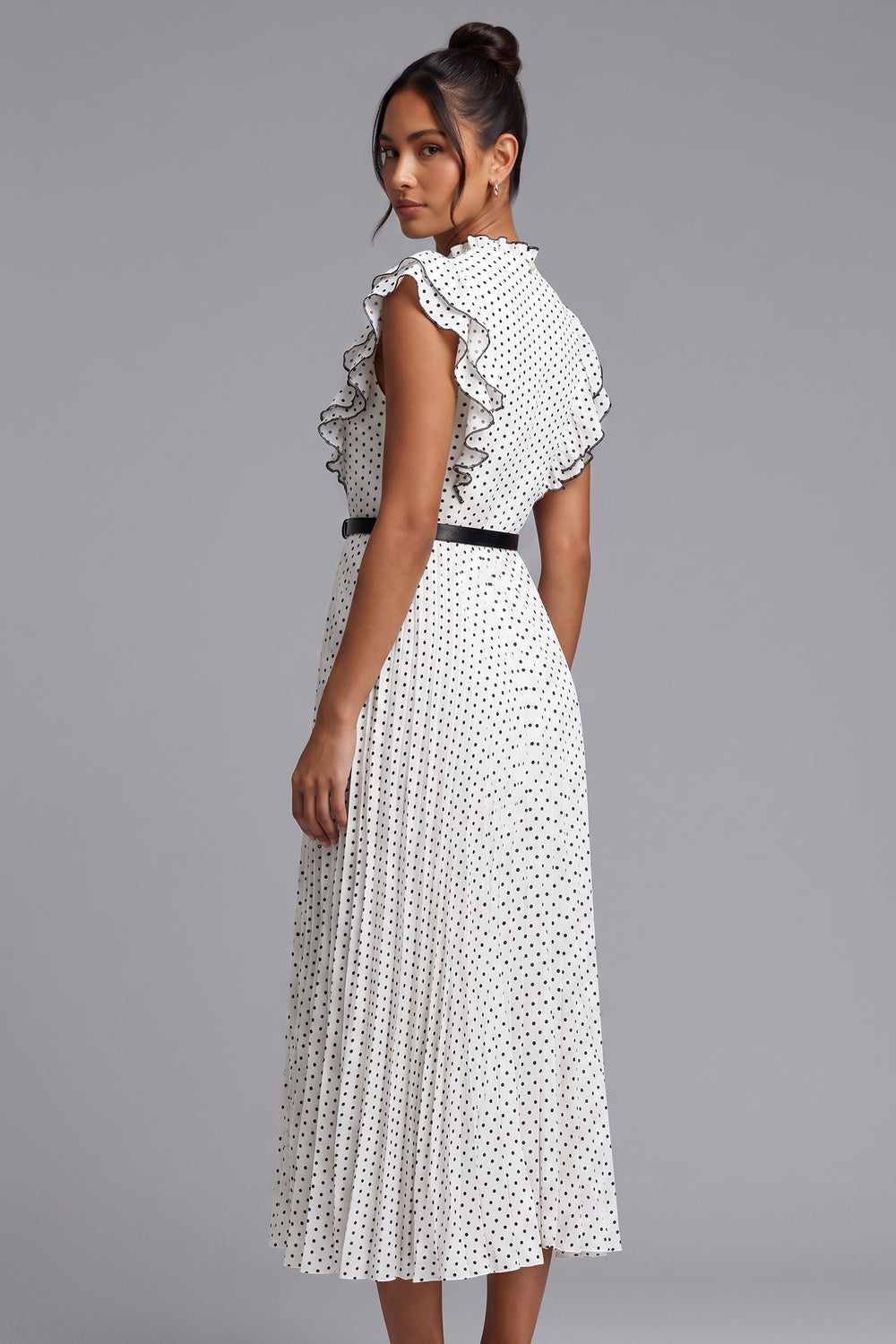 Polka Dot Ruffle Sleeve Midi Dress - OWNCI Polka Dot Ruffle Sleeve Midi Dress - OWNCI