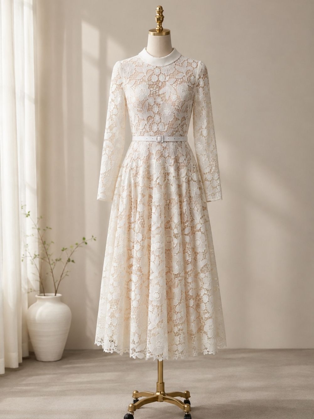 Maurissa Lace Long Sleeve Midi Dress - OWNCI Maurissa Lace Long Sleeve Midi Dress - OWNCI