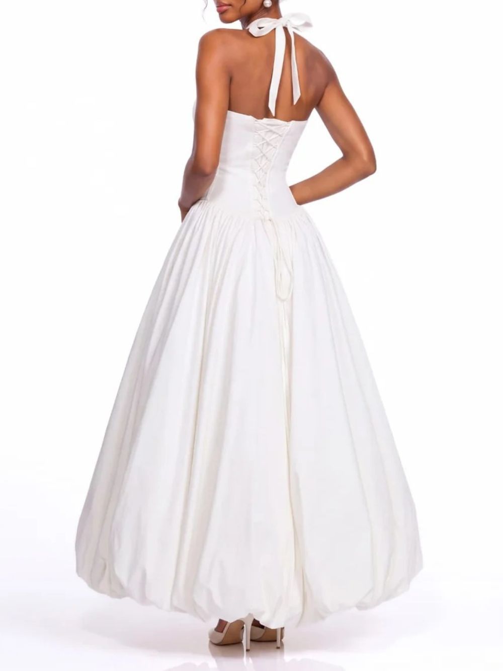 Phevrin Halterneck Split Bubble Maxi Dress - OWNCI