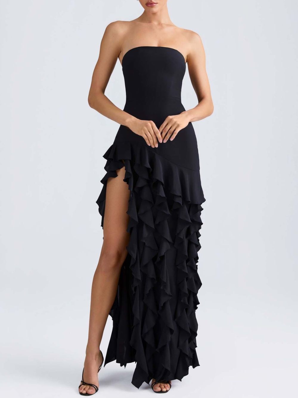 Minna Black Strapless Ruffle Maxi Dress - OWNCI Minna Black Strapless Ruffle Maxi Dress - OWNCI