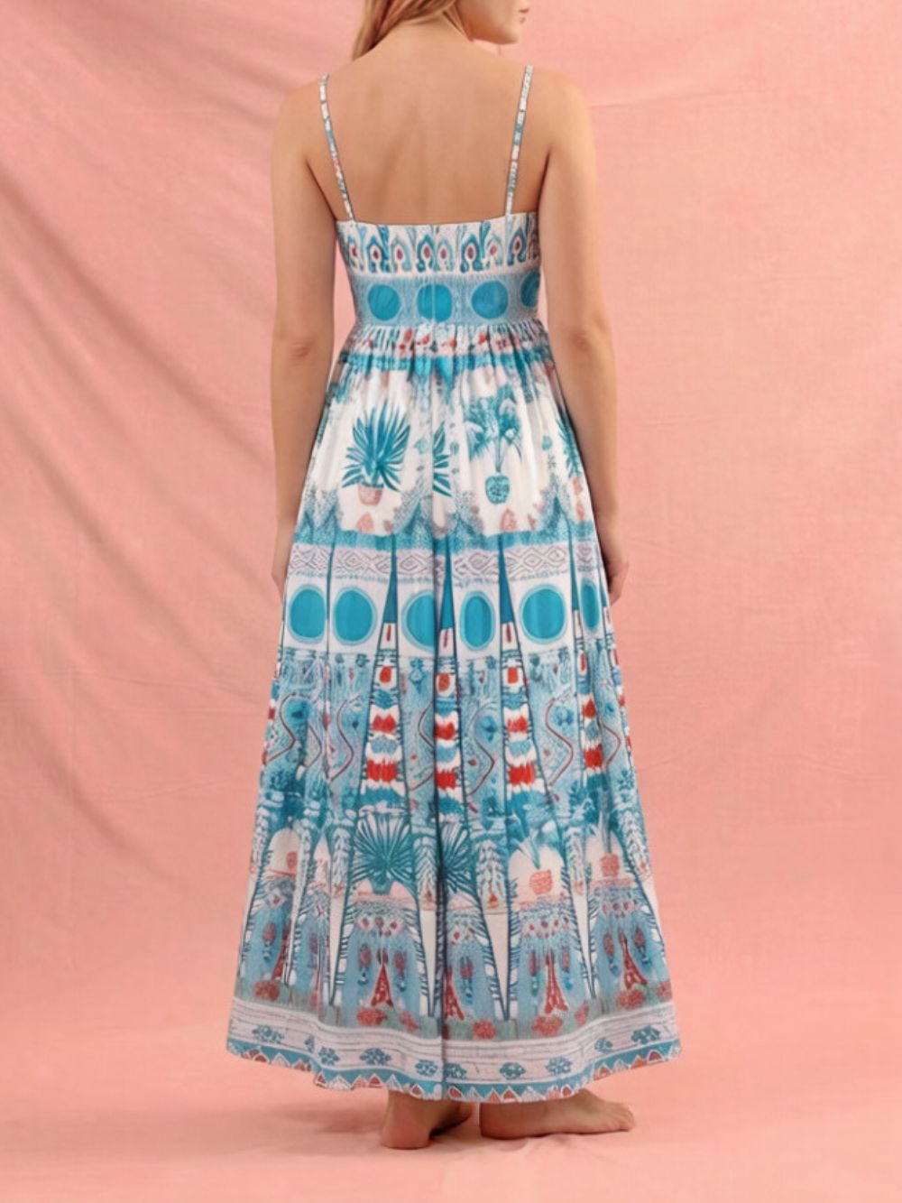 Meka Spaghetti Printed Maxi Dress - OWNCI