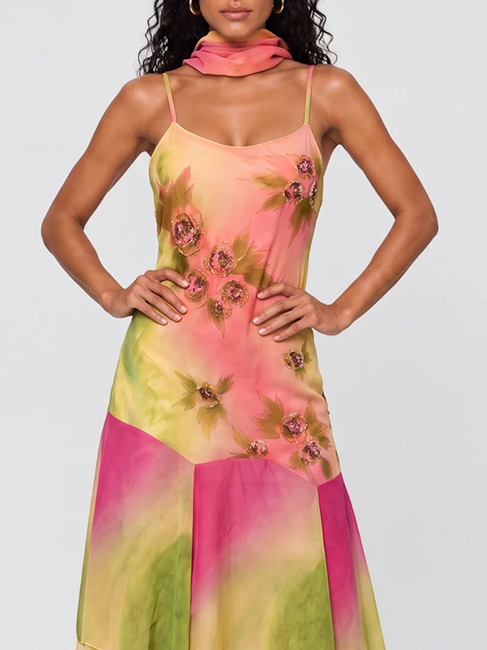 Yesmora Scarf Ruffle Floral Mini Dress - OWNCI Yesmora Scarf Ruffle Floral Mini Dress - OWNCI