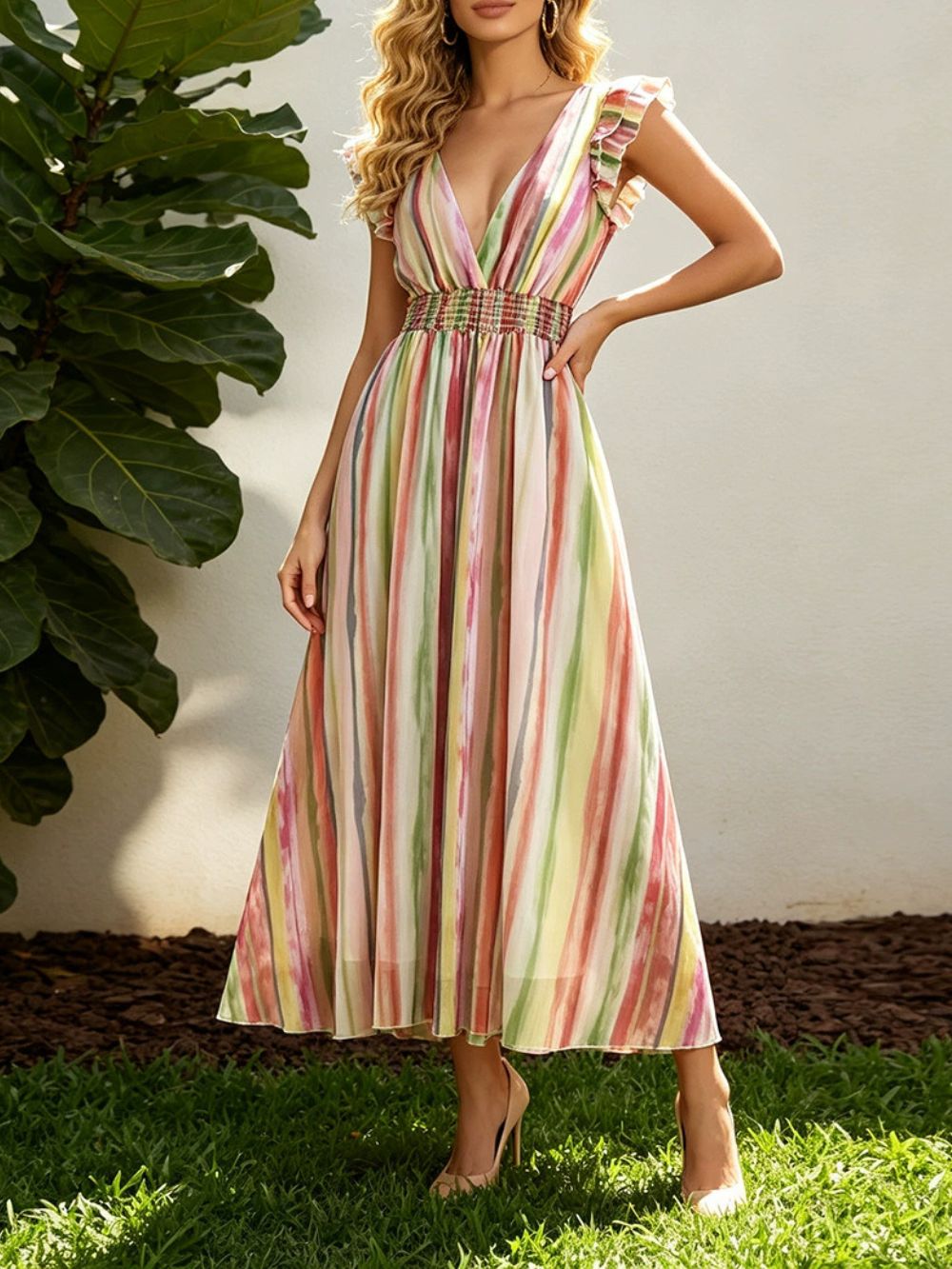 Mavi Striped Midi Dress - OWNCI