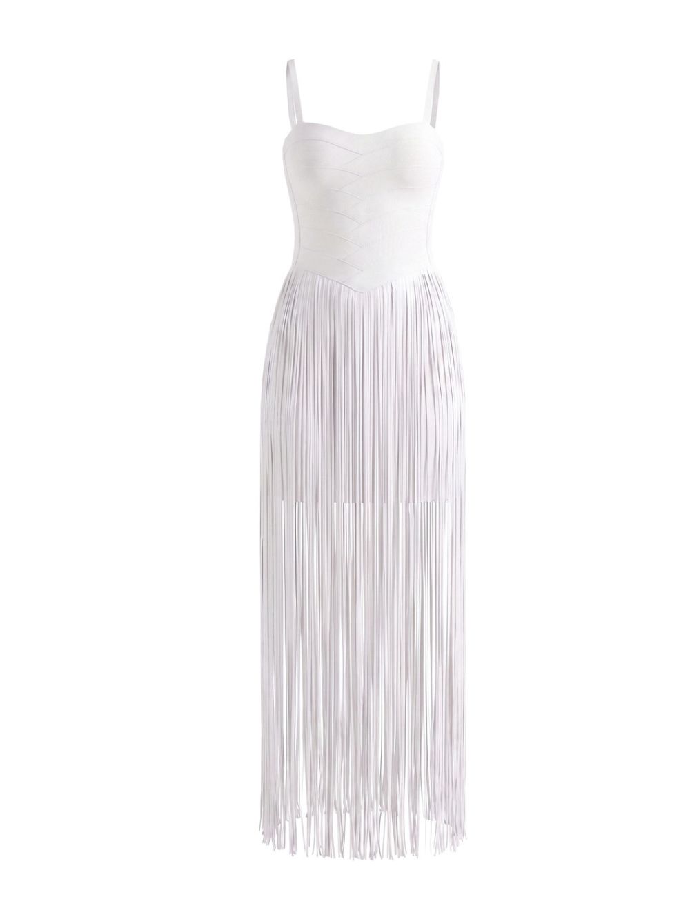 Tassel Detail Maxi Dress White - OWNCI Tassel Detail Maxi Dress White - OWNCI