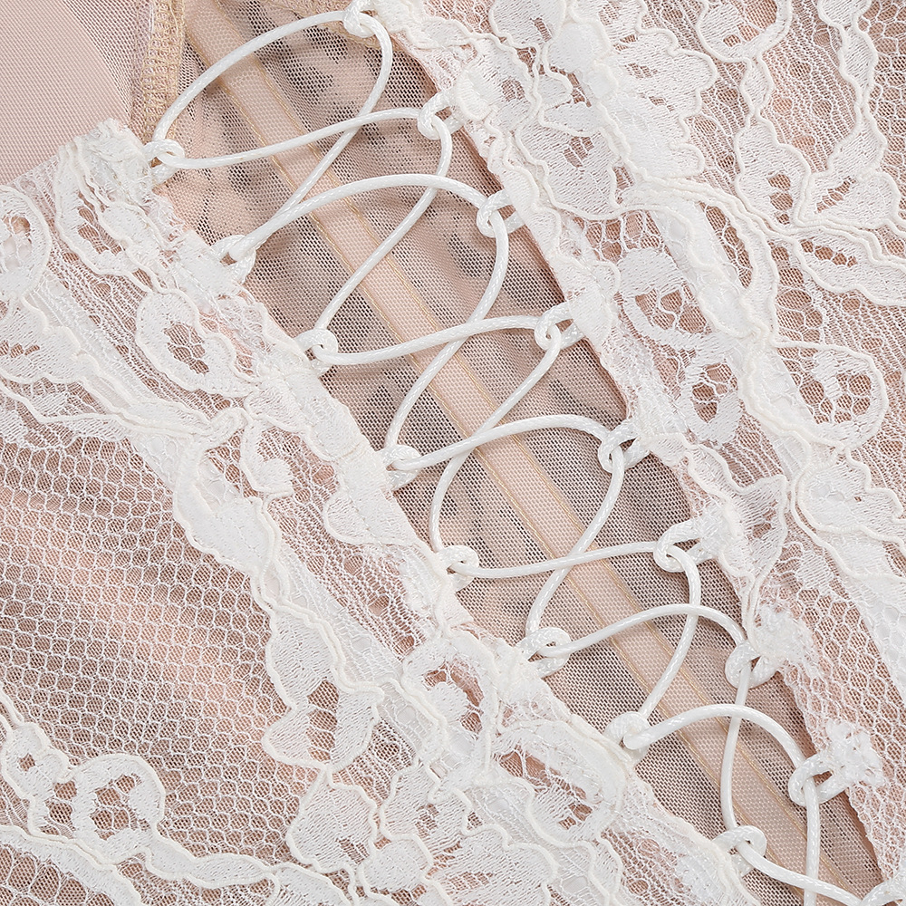 Strapless Lace Corset Two Piece Maxi Dress White - OWNCI Strapless Lace Corset Two Piece Maxi Dress White - OWNCI