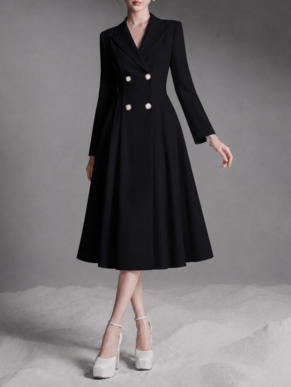 Mauve Long Sleeve Coat Dress - OWNCI Mauve Long Sleeve Coat Dress - OWNCI