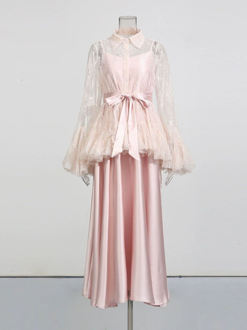 Miori Pink Lace Top & Maxi Dress Set - OWNCI Miori Pink Lace Top & Maxi Dress Set - OWNCI