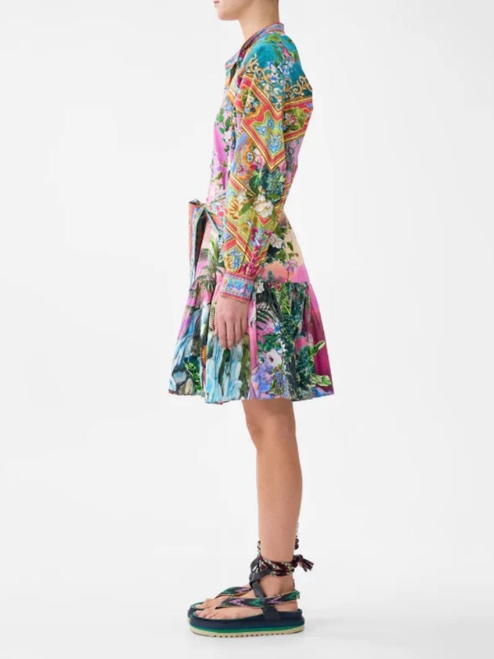 Meenakshi Printed Long Sleeve Mini Dress - OWNCI Meenakshi Printed Long Sleeve Mini Dress - OWNCI