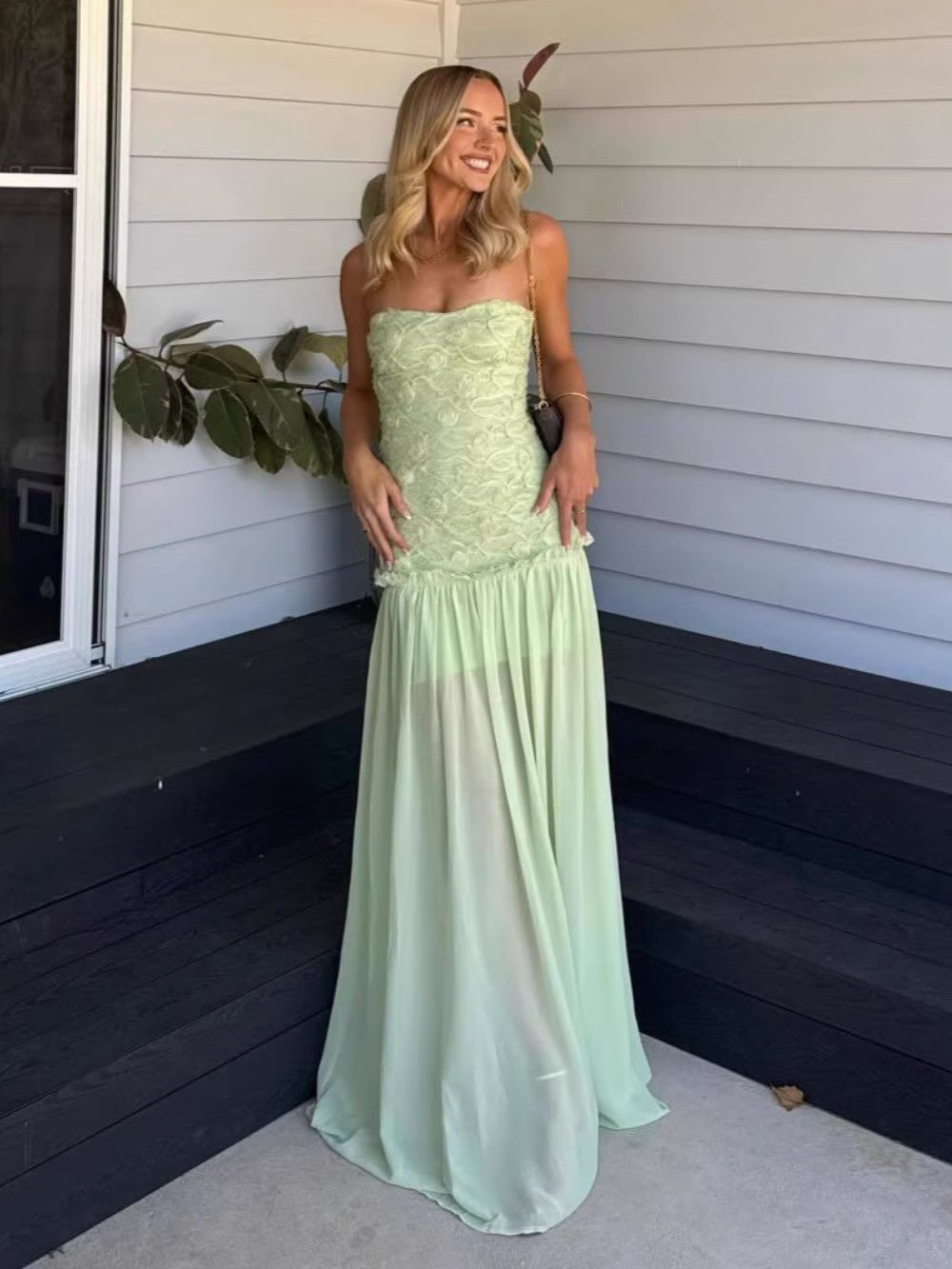 A-Line With Fitted Drop-Waist Bodice Gown - OWNCI A-Line With Fitted Drop-Waist Bodice Gown - OWNCI