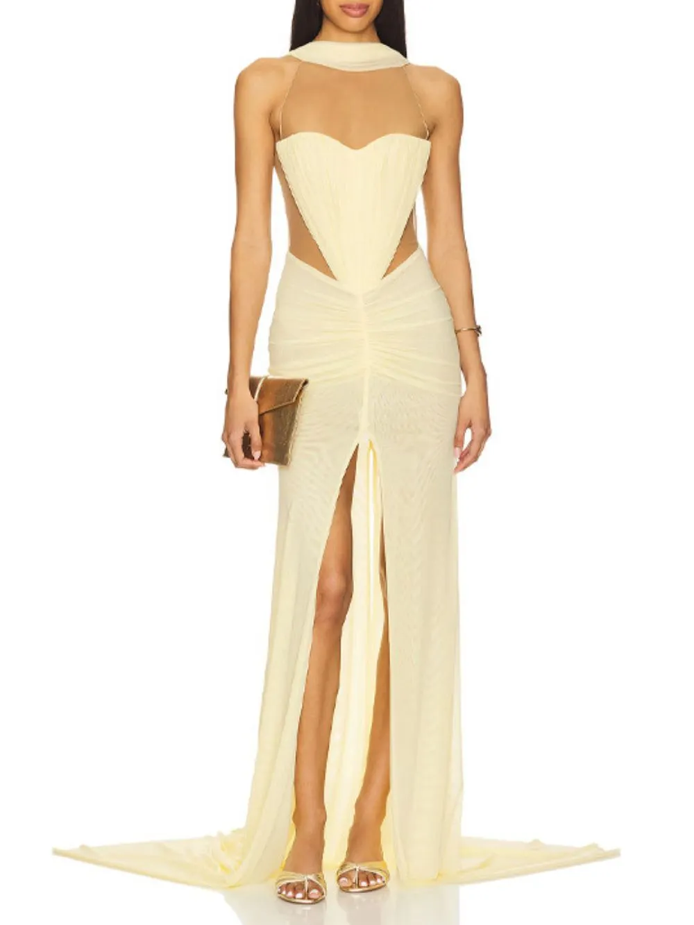 Merab Yellow Slit Maxi Dress - OWNCI Merab Yellow Slit Maxi Dress - OWNCI