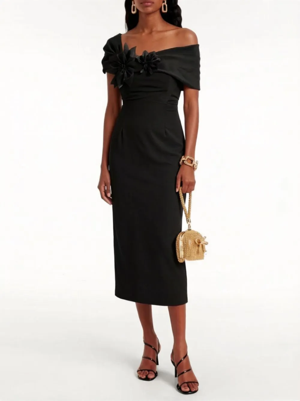 Meira Flower Embellished Midi Dress - OWNCI Meira Flower Embellished Midi Dress - OWNCI