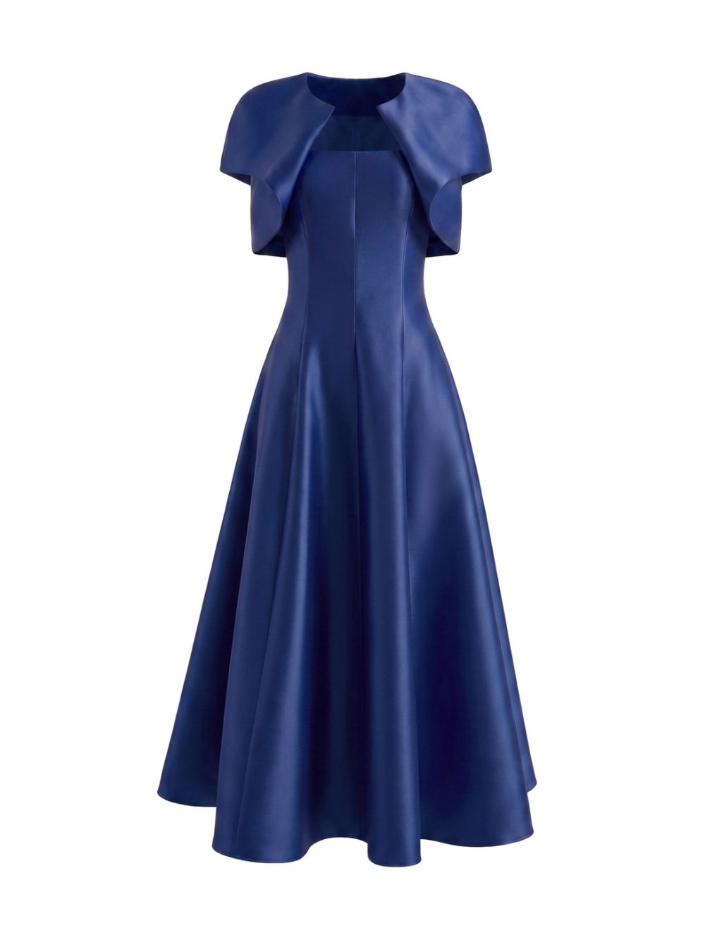 Short Sleeve A Line Maxi Dress Blue - OWNCI