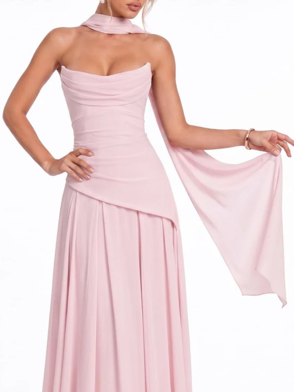 Neskava Scarf Strapless Maxi Dress - OWNCI Neskava Scarf Strapless Maxi Dress - OWNCI