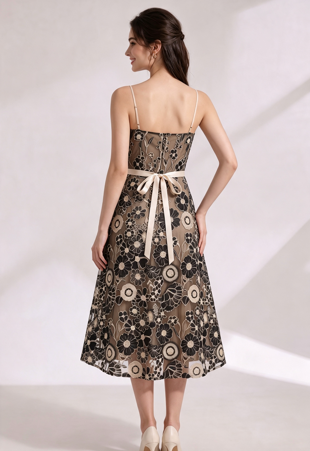 Black Embroidered Tulle Overlay A-Line Mini Dress - OWNCI Black Embroidered Tulle Overlay A-Line Mini Dress - OWNCI