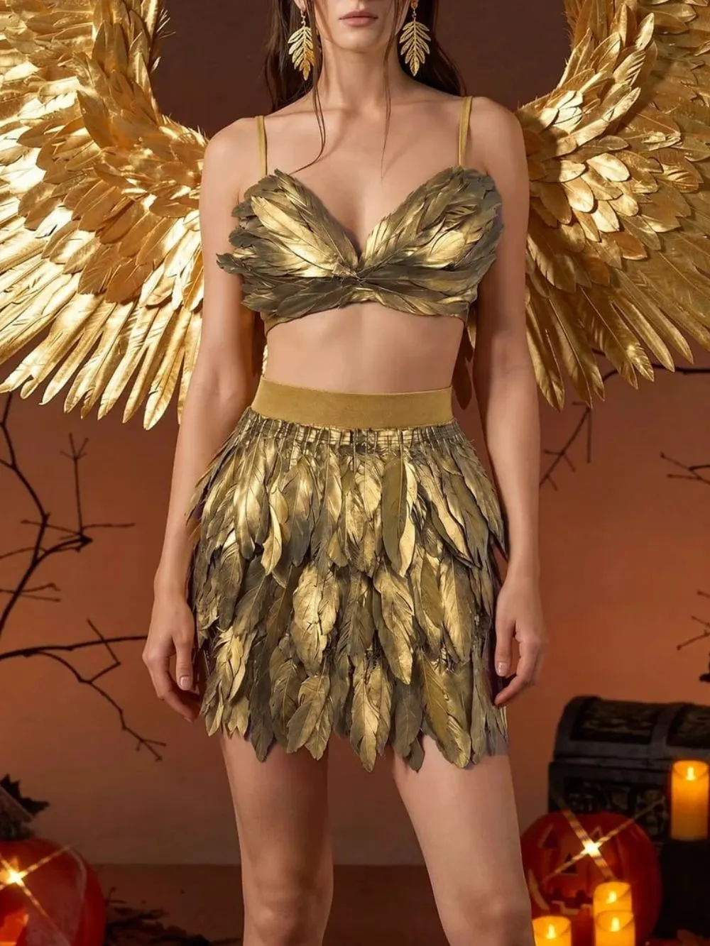 Eir Feather Trimmed Skirt Set - OWNCI Eir Feather Trimmed Skirt Set - OWNCI