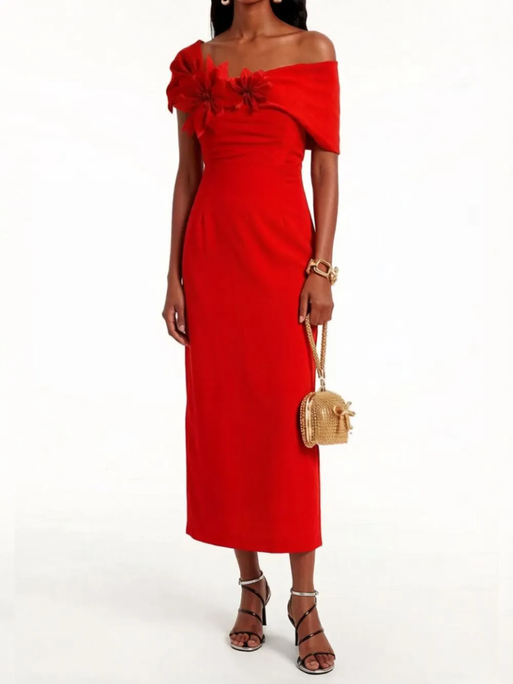 Meira Flower Embellished Midi Dress - OWNCI Meira Flower Embellished Midi Dress - OWNCI