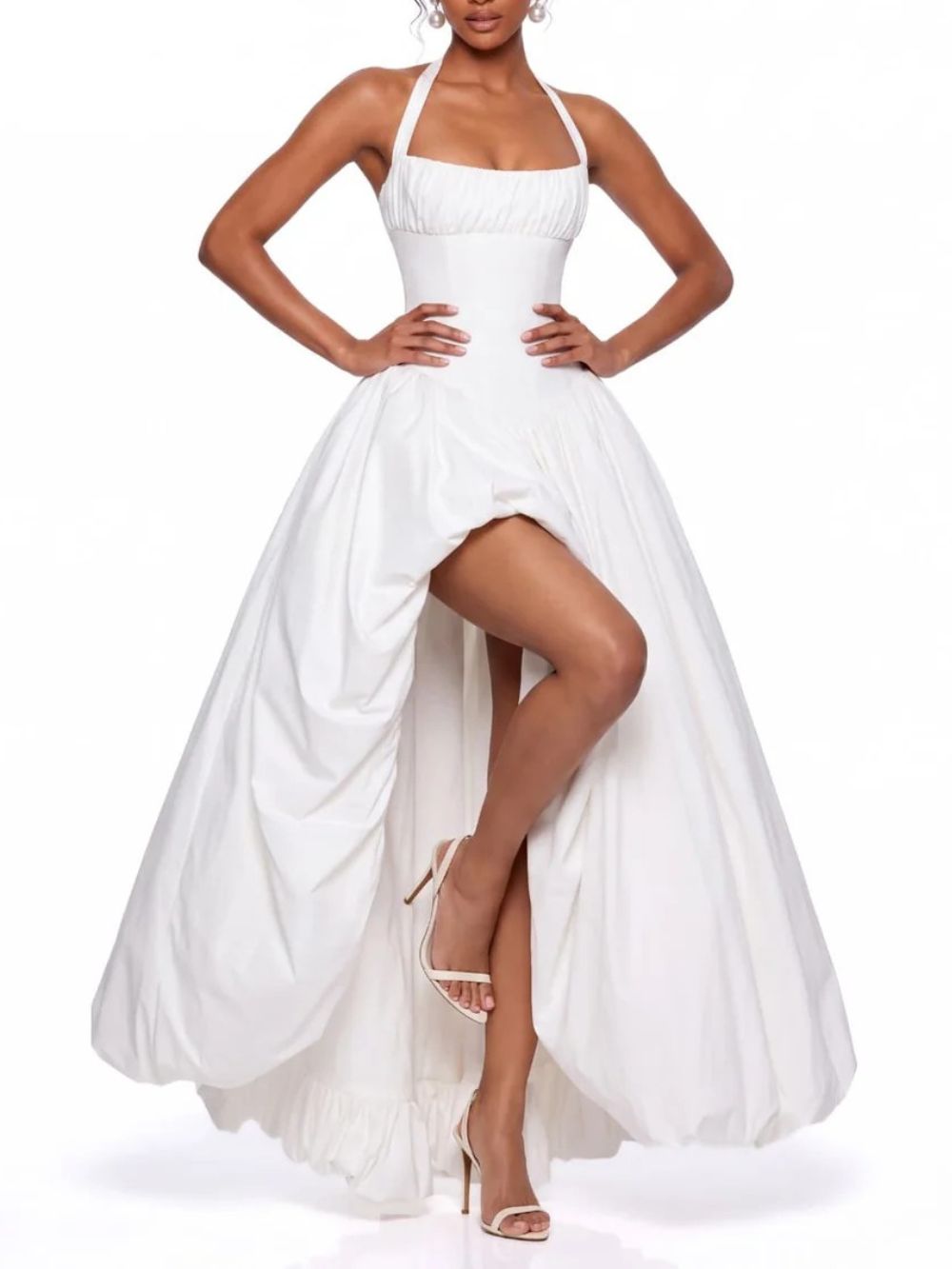 Phevrin Halterneck Split Bubble Maxi Dress - OWNCI Phevrin Halterneck Split Bubble Maxi Dress - OWNCI