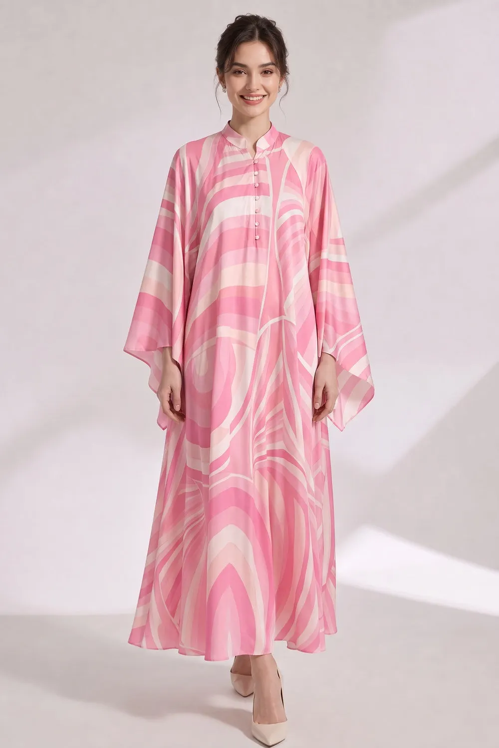 Pink Psychedelic Swirl Kaftan Dress - OWNCI