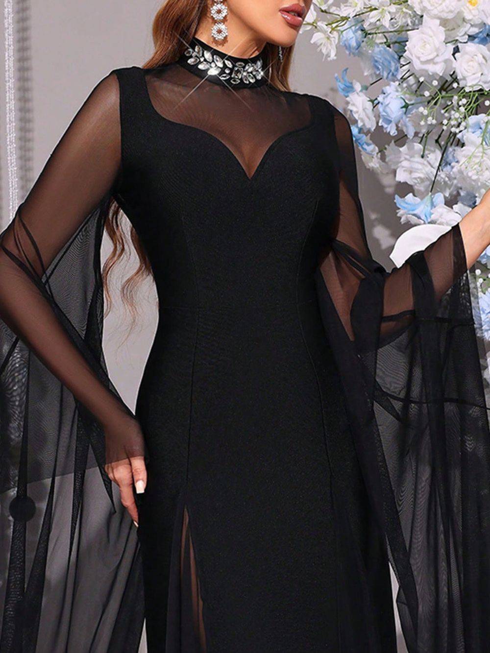Merlin Black Mesh Maxi Dress - OWNCI Merlin Black Mesh Maxi Dress - OWNCI