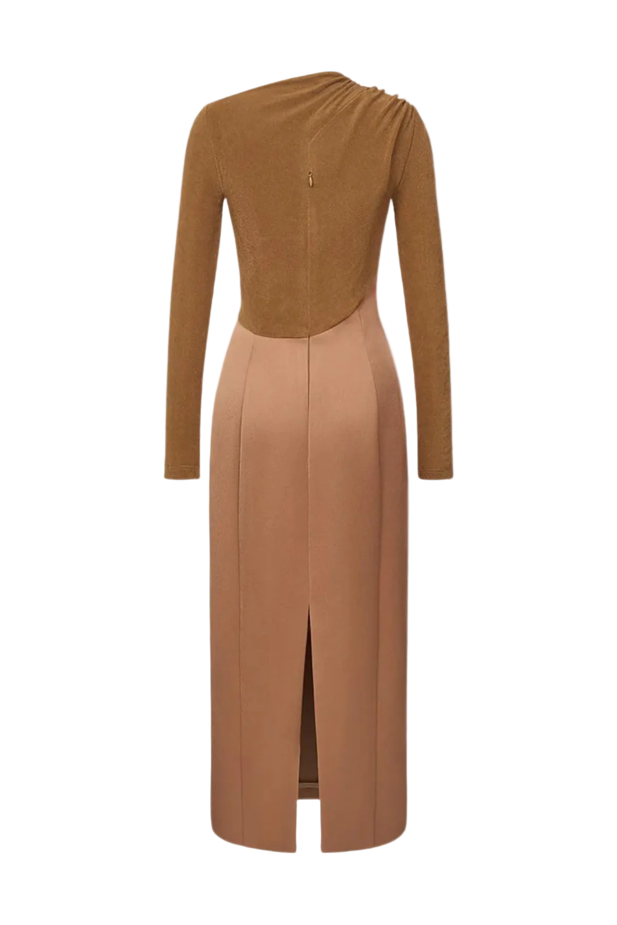 Samaro Asymmetric Cutout Panel Midi Dress – Brown - OWNCI Samaro Asymmetric Cutout Panel Midi Dress – Brown - OWNCI