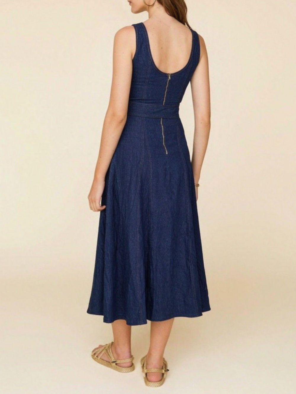 Meg Sleeveless Denim Midi Dress - OWNCI
