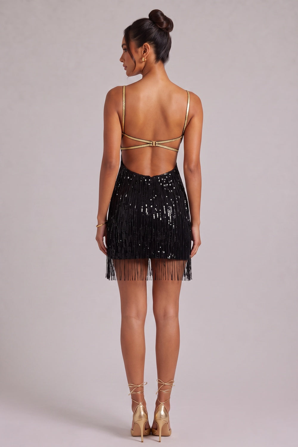 Black Gold Butterfly Fringe Mini Dress - OWNCI Black Gold Butterfly Fringe Mini Dress - OWNCI