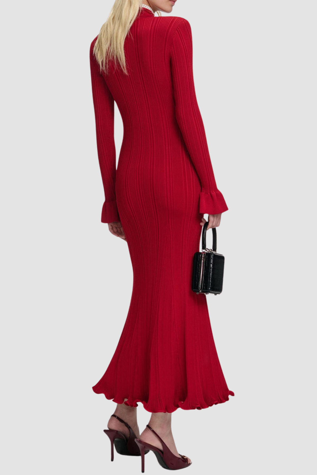 Austio Pearl Trim Knit Midi Dress - OWNCI Austio Pearl Trim Knit Midi Dress - OWNCI