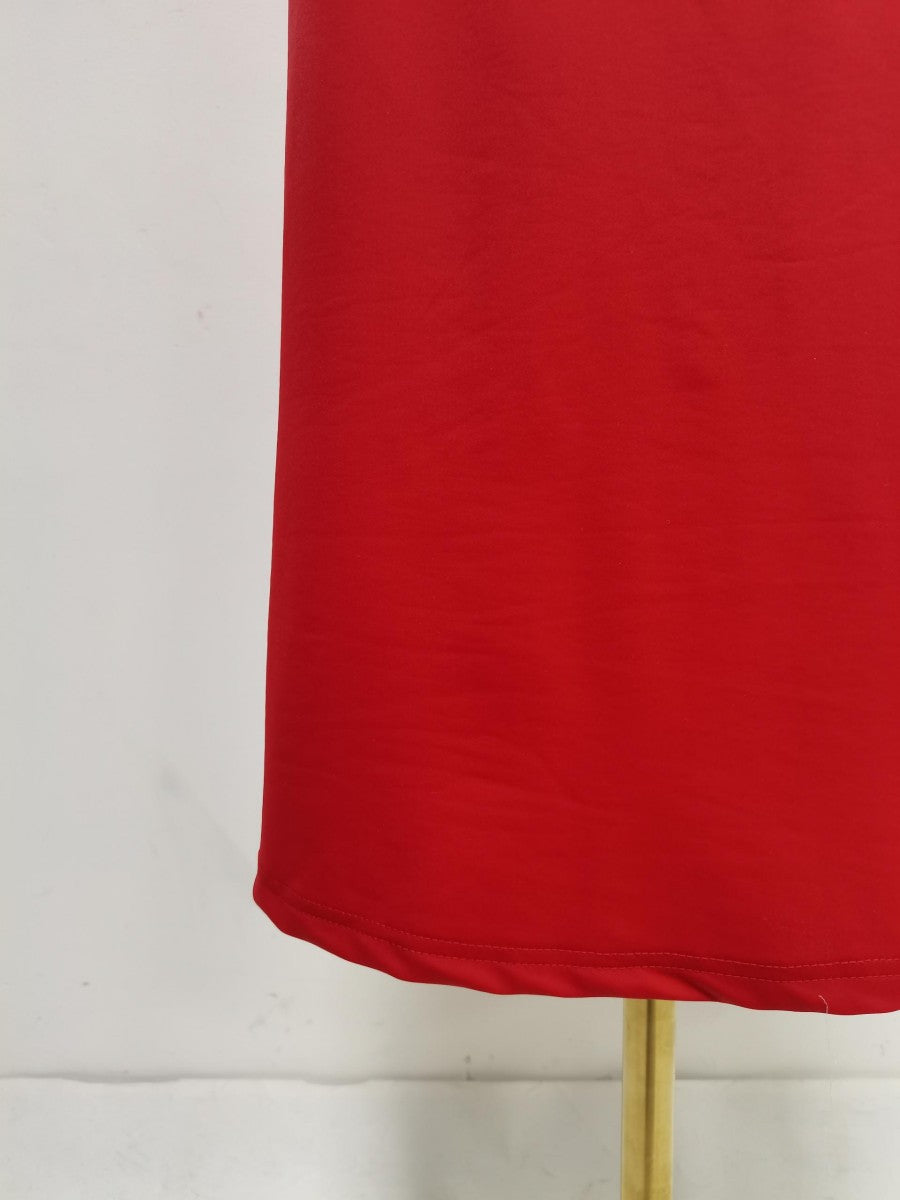 Red Stretch Jersey Or Crepe Fitted Column Dress - OWNCI Red Stretch Jersey Or Crepe Fitted Column Dress - OWNCI